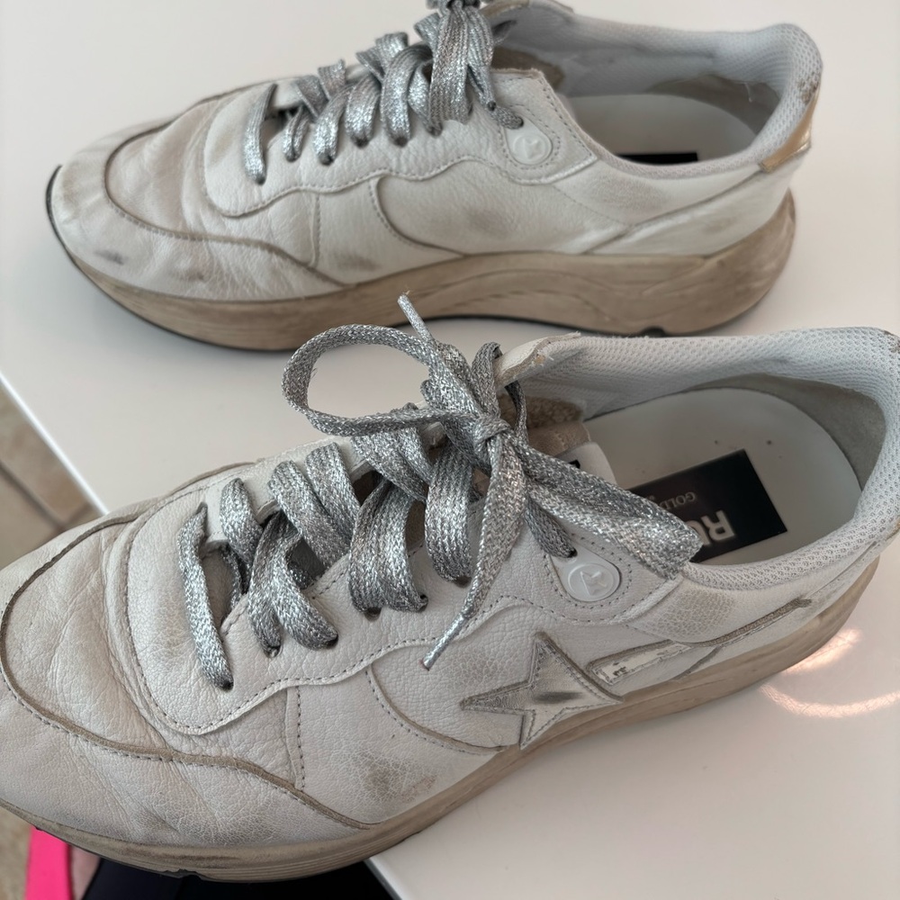 Golden Goose White and Silver Star Sneakers - Picture 3 of 5